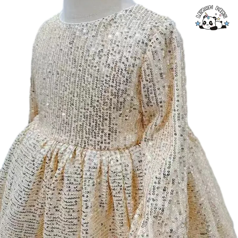 LEZONKIDS - Best Price Spring Long Sleeve Kids Dress Sequined Printing Elegant Dress Girls Party Dress